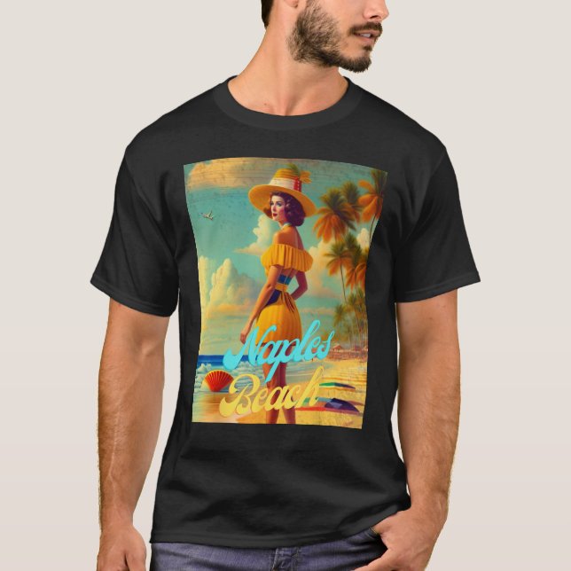 Camiseta Naples Beach Florida Parasdise Beautiful Woman (Frente)