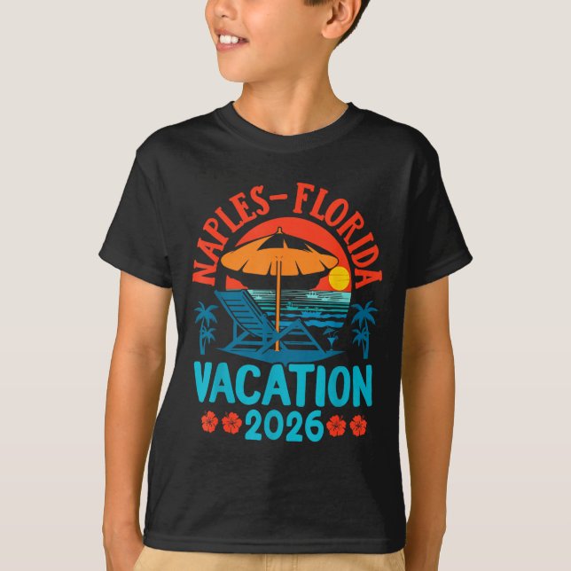 Camiseta Naples Florida 2026 Family Vacation Beach Summer V (Frente)
