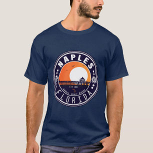 Camiseta Naples Florida Beach Retro Sunset Pier 80s