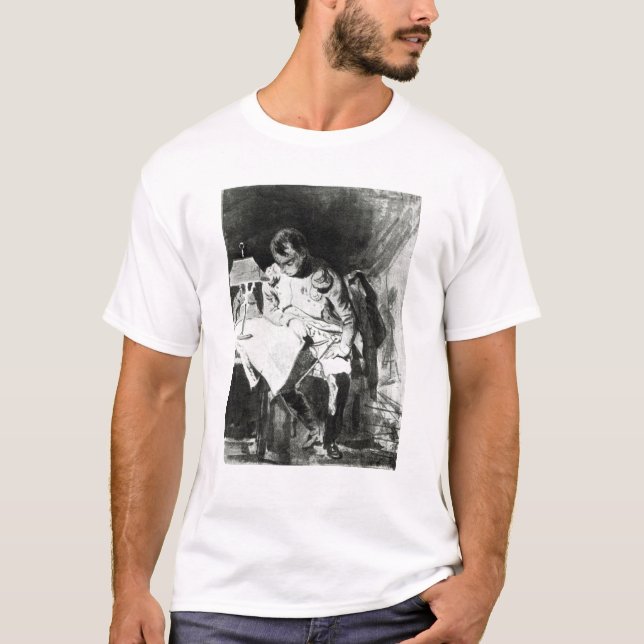 Camiseta Napoleon que estuda seus mapas pelo lamplight, (Frente)