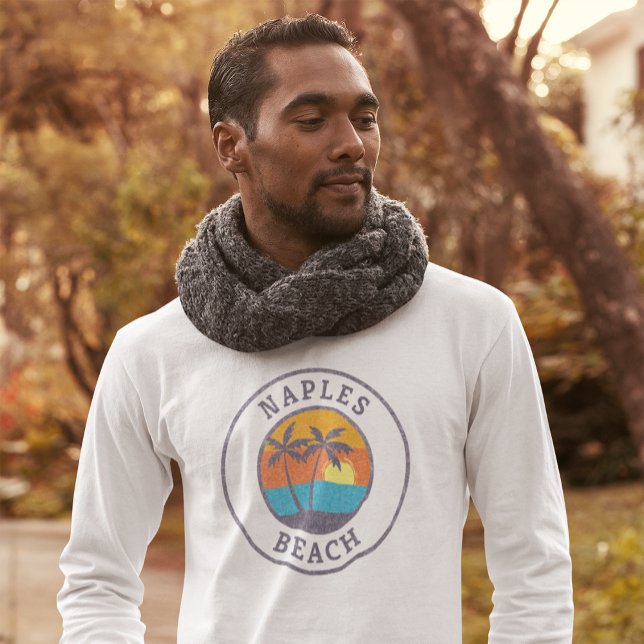 Camiseta Nápoles Beach, Flórida Estilo Clássico Desvanecido (Criador carregado)