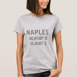 Camiseta Nápoles Itália Latitude e coordenadas de longitude