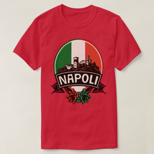 Camiseta Napoli Itália Retro Região Italiana Design 3 (Frente do Design)