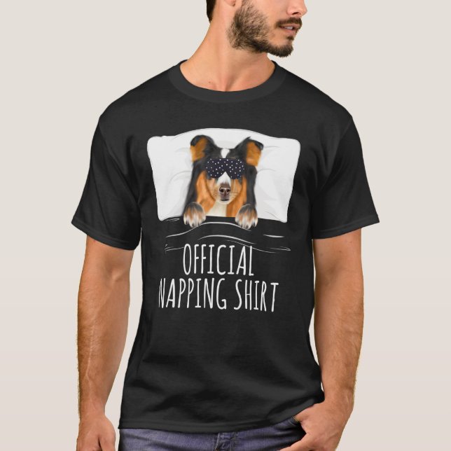 Camiseta Nappin Oficial Sheepdog Shetland Máscara Negra (Frente)