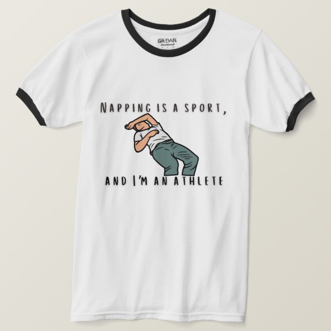 Camiseta 😴 "Napping é um esporte, e eu sou uma atleta" (Frente do Design)