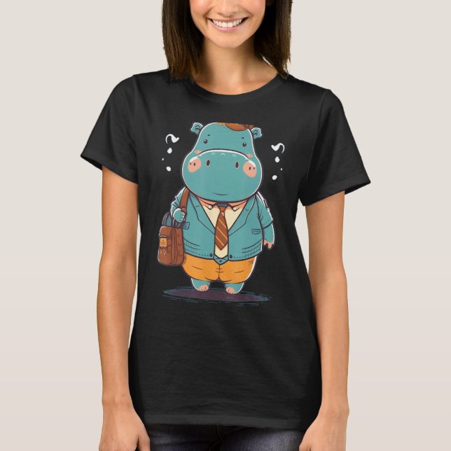 Camiseta Napping Hippo pajama em Hippopotamus Dormindo (Frente)
