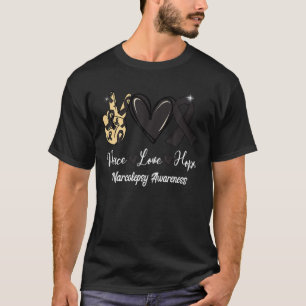 Camiseta Narcolépsia Consciência Paz Amor Fita Fita Negra