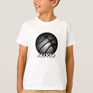 Camiseta Narrador Metálico de Prata Negra de Basquete Nome