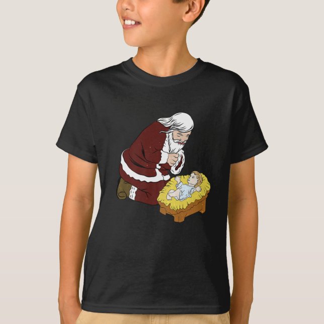 Camiseta Narrando Papai Noel Com O Bebê Jesus T- Natal (Frente)