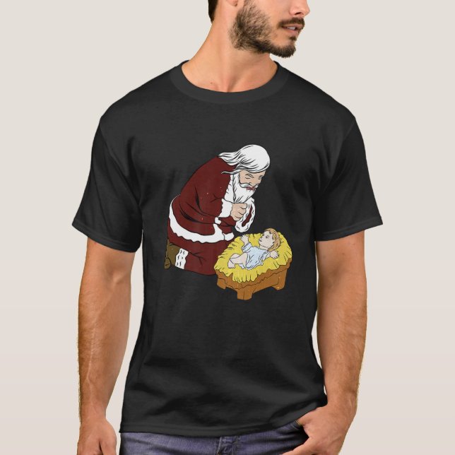 Camiseta Narrando Papai Noel Com O Bebê Jesus T- Natal (Frente)