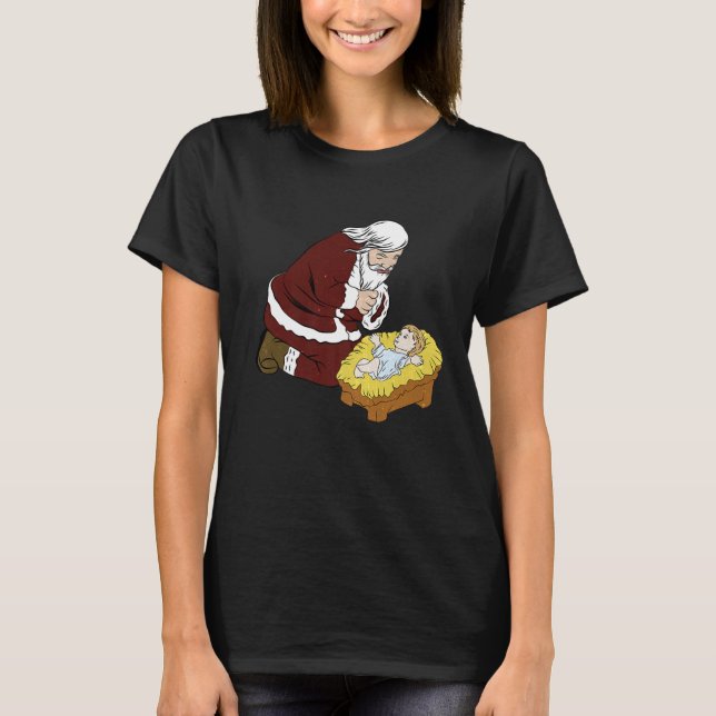 Camiseta Narrando Papai Noel Com O Bebê Jesus T- Natal (Frente)
