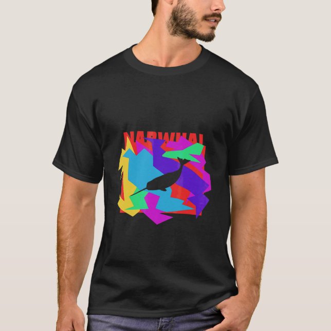 Camiseta Narval Animal Quebra-Cabeça Mosaico (Frente)