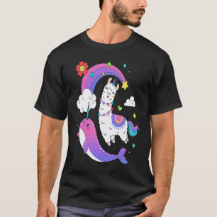 Camiseta Narval E Animal Arco-Íris De Lhama