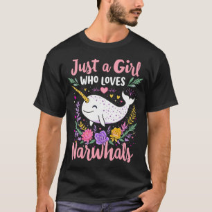Camiseta Narval Fofo Só Uma Garota Que Ama Narvais