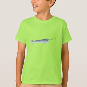 Camiseta Narwhal branco e cinzento bonito com presa