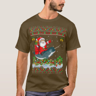 Camiseta Narwhal Fish Xmas Pajama Ugly Papais noeis Andando