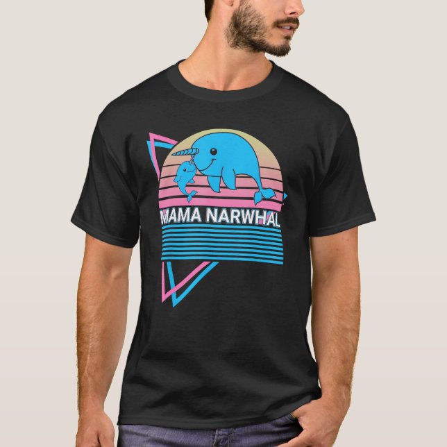 Camiseta Narwhal Mama Retro Mama Narwhal (Frente)
