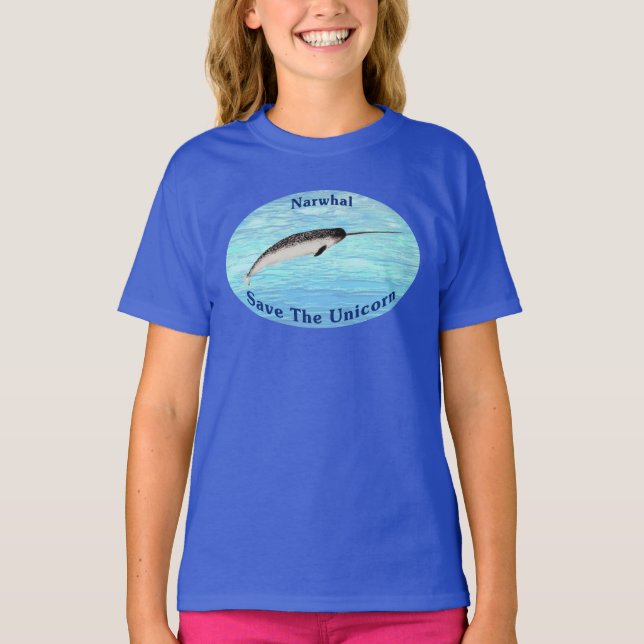 Camiseta Narwhal - Salvar o Unicórnio (Frente)
