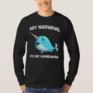 Camiseta Narwhala Para Crianças Meninas Peixes De Baleia Do