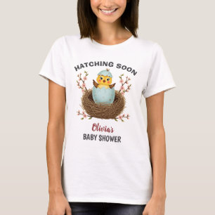Camiseta Nascendo Em Breve Chuveiro De Bebê Frango Fofo