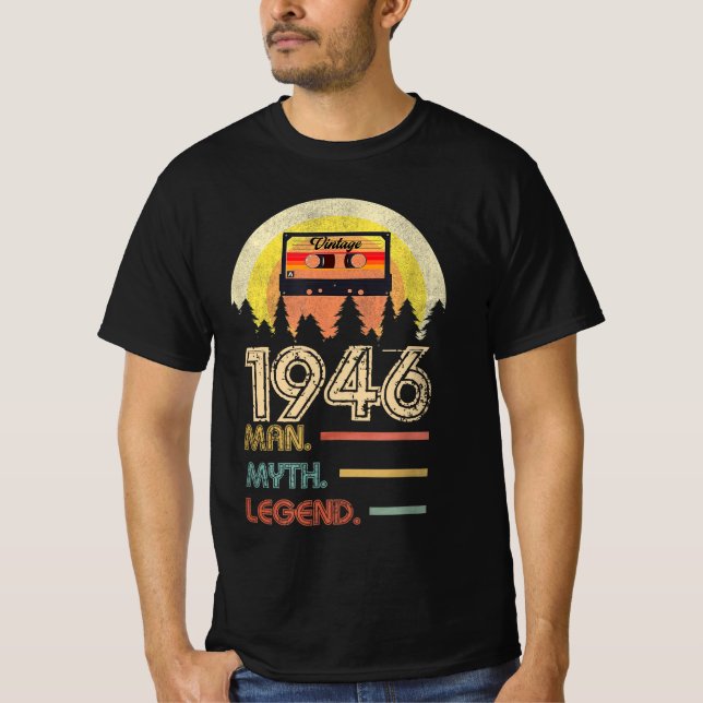 Camiseta Nascer 1946 - Presentes de Aniversário do Homem da (Frente)