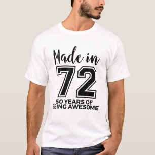 Camiseta Nascer 1972 50O Aniversário Homens Mulheres 50 An