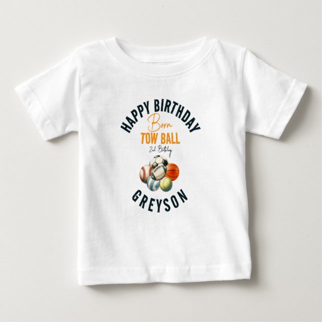 Camiseta Nascer 2 Ball Sport Themed Boy Party (Frente)