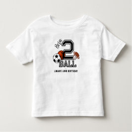 Camiseta Nascer 2 Ball Sports Theme Boy Party