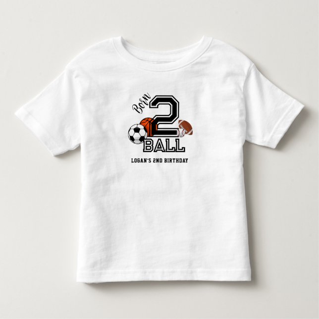 Camiseta Nascer 2 Ball Sports Theme Boy Party (Frente)