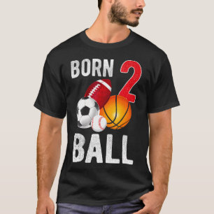 Camiseta Nascer 2 Bola Birthday Boy T2 Year Old Baller
