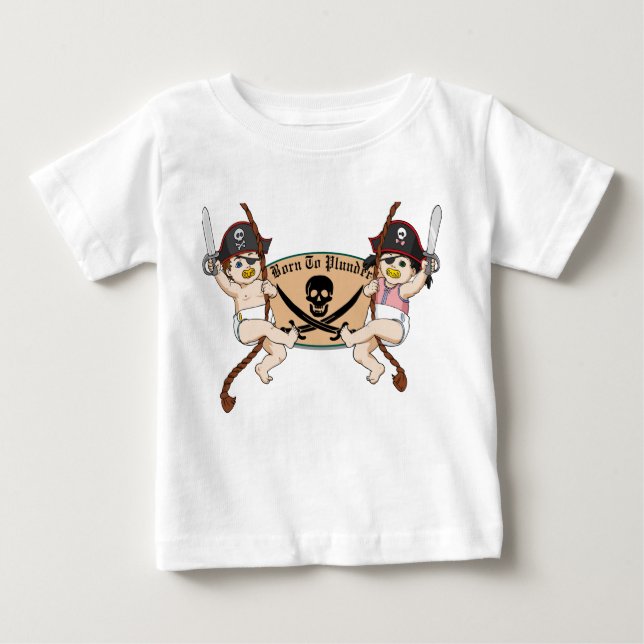 Camiseta Nascer à pilhagem - balanço dos piratas do bebê (Frente)