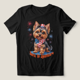 Camiseta Nascer a Sparkle - Cute Yorkie 4 de julho Patrioti