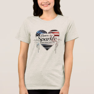 Camiseta Nascer a Sparkle - USA Heart Tee for Women