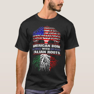 Camiseta Nascer Americano com Camisa-T de Raízes Italianas