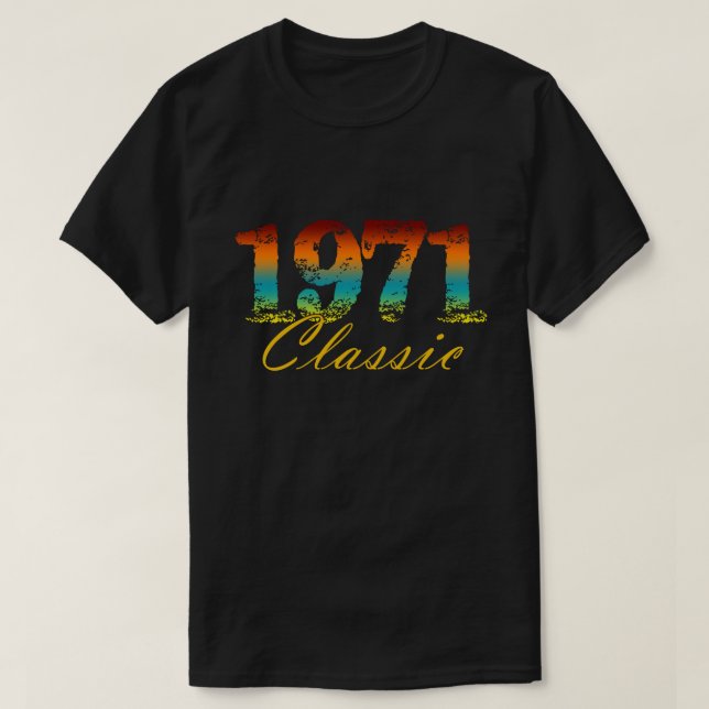 Camiseta Nascer clássico de chá de 1971 em presentes de ani (Frente do Design)