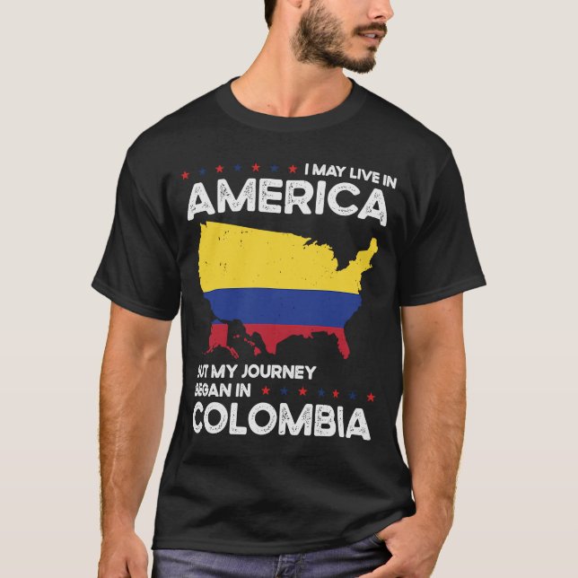 Camiseta Nascer Colômbia Colômbia Cidadania Americana (Frente)