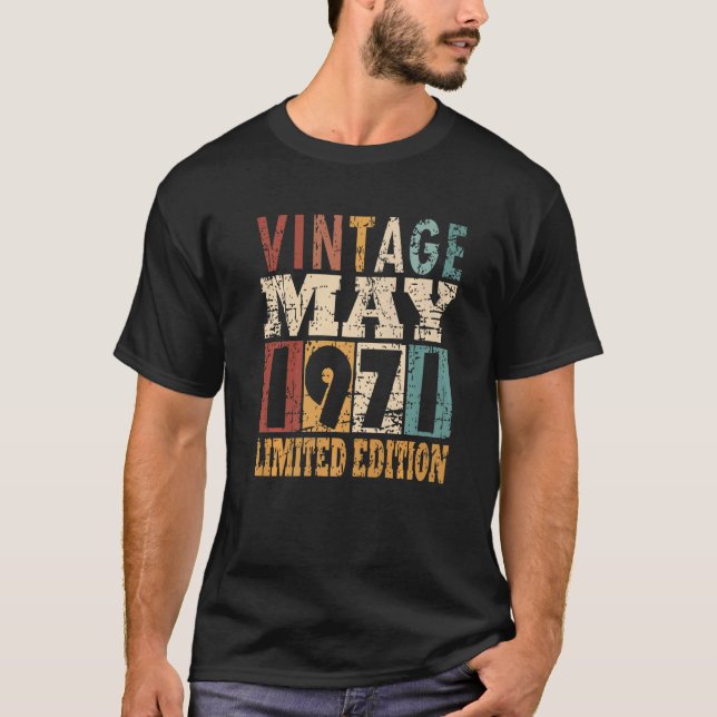Camiseta nascer De 1971 Em Maio (Frente)
