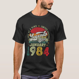 Camiseta nascer De 40 Anos Em Janeiro De 1984 aniversário d
