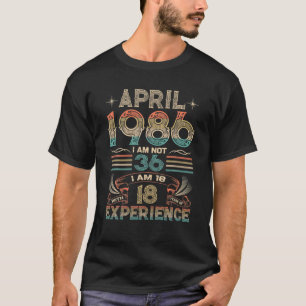 Camiseta Nascer De Abril De 1986 36º Aniversário Feito Em