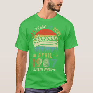 Camiseta Nascer De Abril De 1987 35º Aniversário Feito Em 1