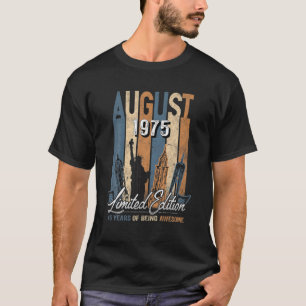 Camiseta Nascer de agosto de 1975 Presente de aniversário f