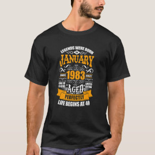 Camiseta Nascer De aniversário de 40 anos Em Janeiro De 198