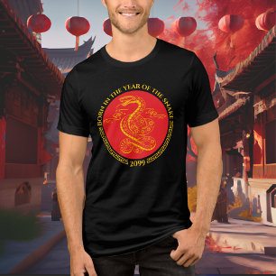 Camiseta Nascer de Ano Novo Chinês no Ano do Cobra