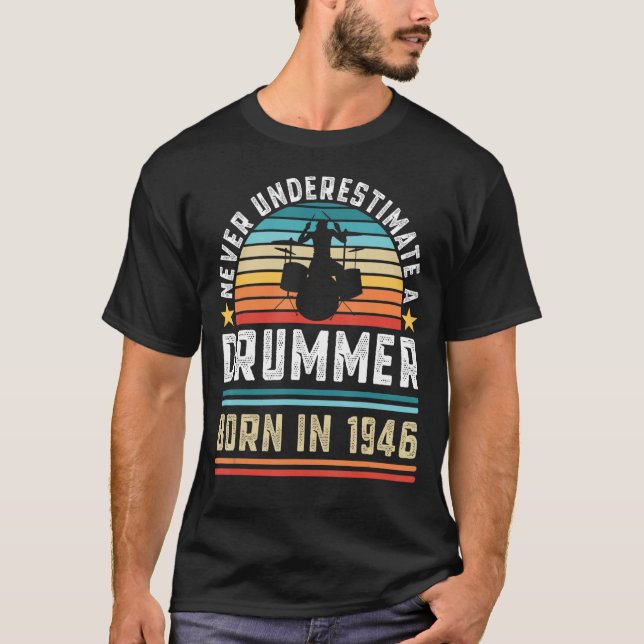 Camiseta Nascer de baterista em 1946 (Frente)