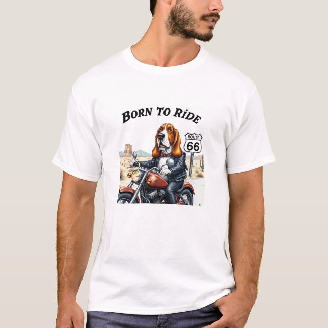 Camiseta Nascer De Biker De Hound Basset A Ser Anexado (Frente)