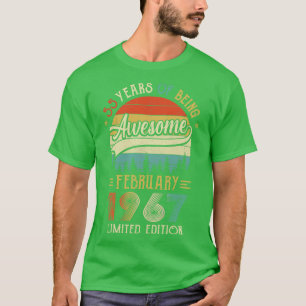Camiseta Nascer De Fevereiro De 1967 55º Aniversário Feito