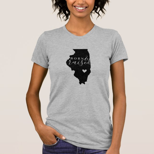 Camiseta Nascer de Illinois e Tee Raised State (Frente)