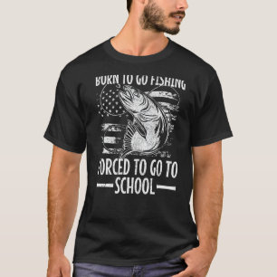Camiseta Nascer De Ir Pescar Forçado A Ir Para A Faculdade 
