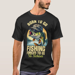 Camiseta Nascer De Ir Pescar Homens Engraçados Na Escola Fo