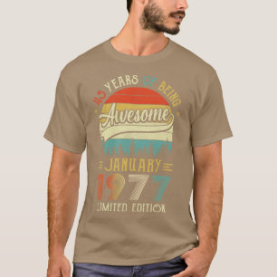 Camiseta Nascer De Janeiro De 1977 45º Aniversário Feito Em